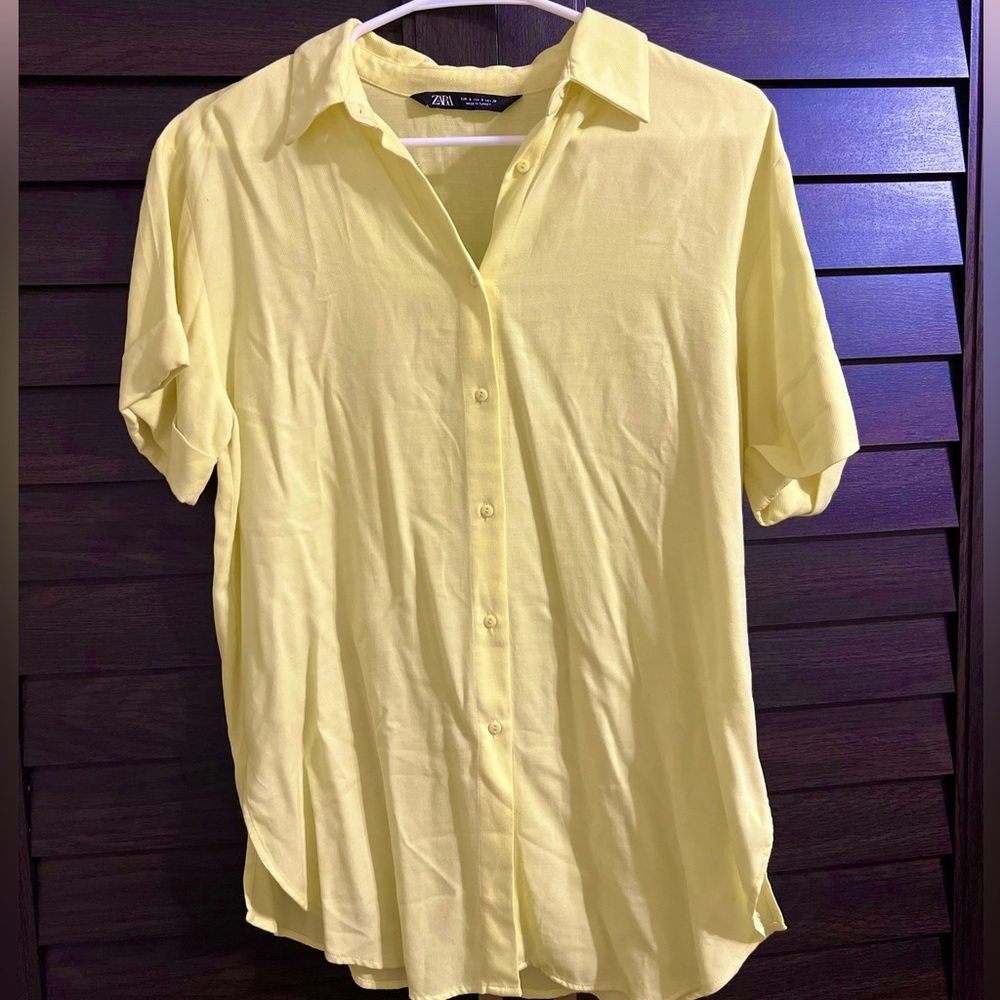Zara Neon Yellow Blouse